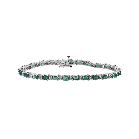 14K White Gold 6.40 Ct. tw. Emerald and Diamond Bracelet - Picture 1 of 3